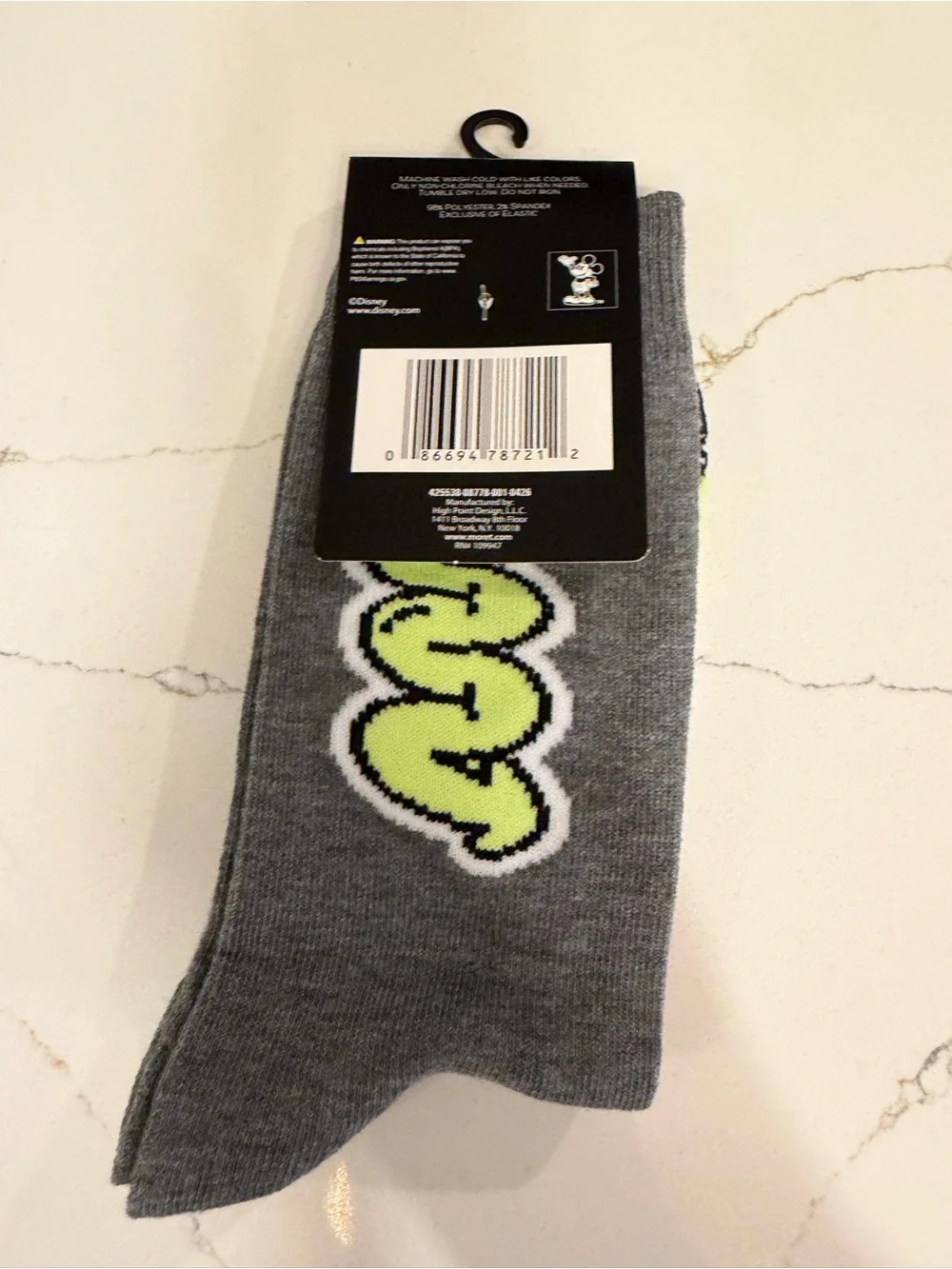 Disney Mickey Mouse Graphic Novelty Crew Socks NWT Gray Multi